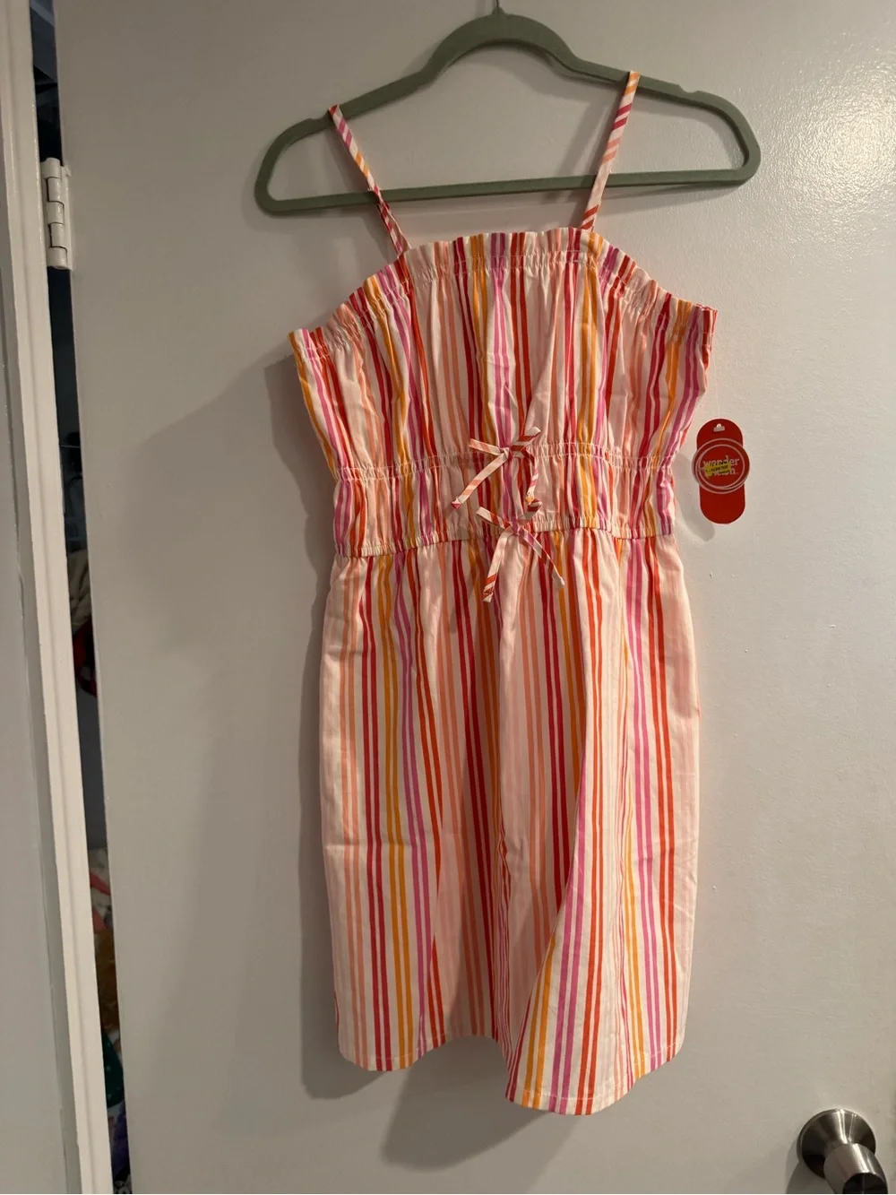 Wonder Nation Pink Orange Yellow Striped Sundress Women's Large Summer